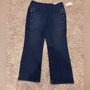 Westbound Dark Blue Flare Jeans with Embellishments Size 18